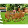 East West Furniture Beasley 9-piece Wood Backyard Set in Natural Oil