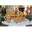 East West Furniture Denison 9-piece Wood Outdoor Set in Natural Oil