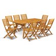 East West Furniture Denison 9-piece Wood Outdoor Set in Natural Oil