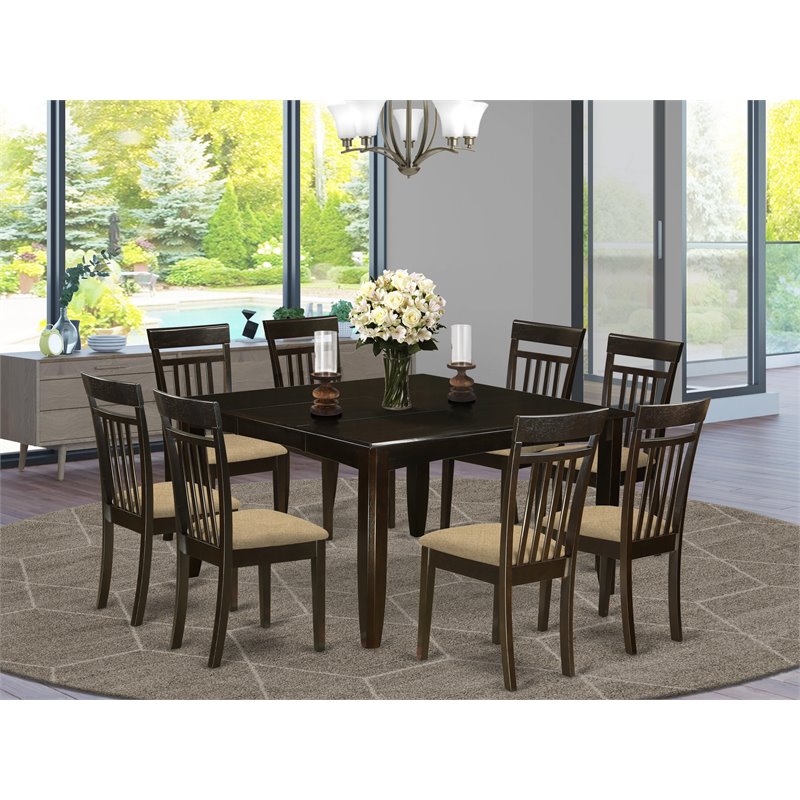 East West Furniture Parfait 9-piece Dining Set with Cushion Chairs in Cappuccino