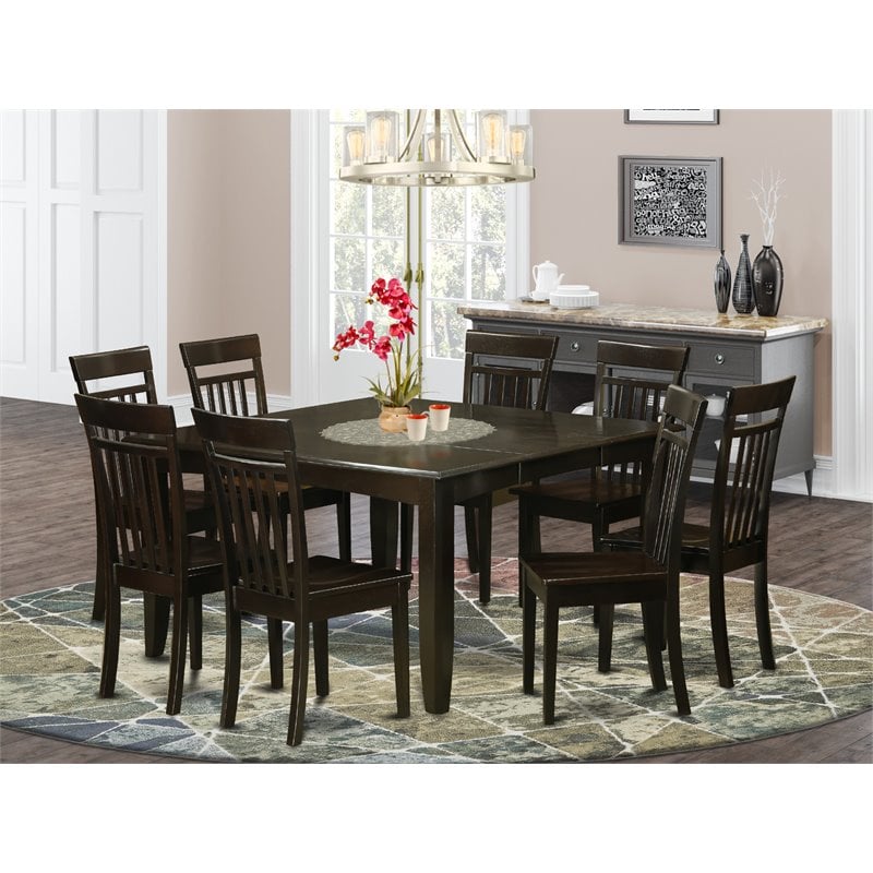 East West Furniture Parfait 9-piece Dining Set with Wood Chairs in Cappuccino