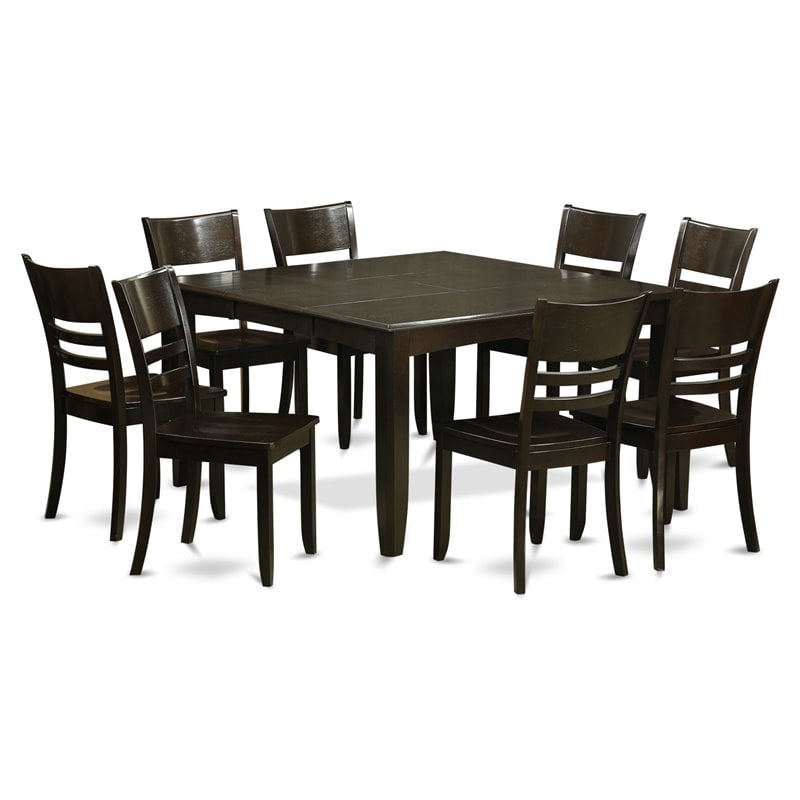 East West Furniture Parfait 9-piece Wood Dining Room Set in Cappuccino