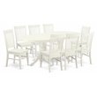 East West Furniture Vancouver 9-piece Wood Kitchen Table Set in Linen White