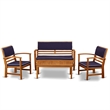 East West Furniture Coppell 4-piece Wood Patio Dining Set in Natural Oil