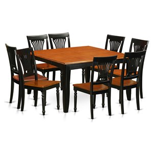 East West Furniture Parfait 9-piece Wood Dinette Table Set in Black/Cherry