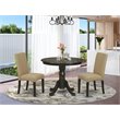 East West Furniture Antique 3-piece Dining Set with Round Table in Cappuccino