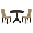 East West Furniture Antique 3-piece Dining Set with Round Table in Cappuccino