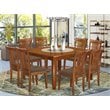 East West Furniture Parfait 9-piece Dining Set with Linen Chairs in Saddle Brown