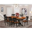 East West Furniture Plainville 9-piece Dining Set with Wood Seat in Black/Cherry