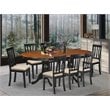 East West Furniture Plainville 9-piece Dining Set with Linen Seat in Black