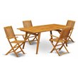 East West Furniture Denison 5-piece Wood Outside Patio Dining Set in Natural Oil