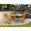 East West Furniture Denison 5-piece Wood Outdoor Table Set in Natural Oil