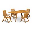 East West Furniture Denison 5-piece Wood Patio Table Set in Natural Oil