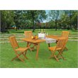 East West Furniture Denison 5-piece Wood Patio Dining Set in Natural Oil