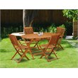 East West Furniture Diboll 5-piece Wood Patio Furniture Set in Natural Oil