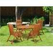 East West Furniture Diboll 5-piece Wood Outdoor Set in Natural Oil