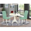 East West Furniture Antique 3-piece Dining Set with Leather Seat in White/Pond