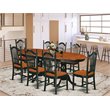 East West Furniture Plainville 9-piece Wood Kitchen Set in Black/Cherry
