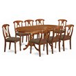 East West Furniture Plainville 9-piece Dining Set with Cushion Chairs in Brown