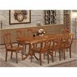 East West Furniture Plainville 9-piece Wood Dining Table Set in Saddle Brown
