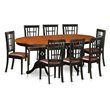 East West Furniture Plainville 9-piece Wood Dining Table and Chair Set in Black