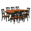 East West Furniture Plainville 9-piece Wood Table and Dining Chairs in Black