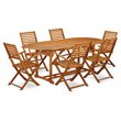 East West Furniture Beasley 7-piece Wood Outdoor Dining Set in Natural Oil