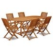 East West Furniture Beasley 7-piece Wood Outside Patio Dining Set in Natural Oil