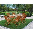East West Furniture Beasley 7-piece Wood Outdoor Furniture Set in Natural Oil