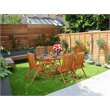 East West Furniture Beasley 7-piece Wood Patio Furniture Set in Natural Oil