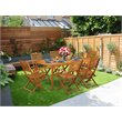 East West Furniture Cameron 7-piece Wood Courtyard Dining Set in Natural Oil