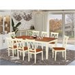 East West Furniture Quincy 9-piece Dining Room Table Set in Buttermilk/Cherry