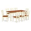 East West Furniture Quincy 9-piece Dining Room Table Set in Buttermilk/Cherry