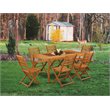 East West Furniture Cameron 7-piece Wood Patio Furniture Set in Natural Oil