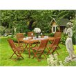 East West Furniture Cameron 7-piece Wood Outdoor Dining Set in Natural Oil