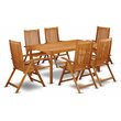 East West Furniture Cameron 7-piece Wood Outdoor Furniture Set in Natural Oil