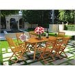 East West Furniture Denison 7-piece Wood Outdoor Dining Set in Natural Oil