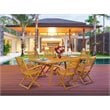 East West Furniture Denison 7-piece Wood Patio Set in Natural Oil