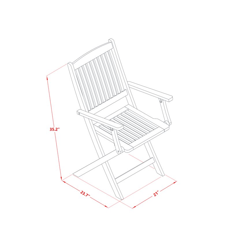 East West Furniture Denison 7-piece Patio Dining Set w/ Slat Back in Natural Oil