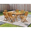 East West Furniture Denison 7-piece Wood Outdoor Table Set in Natural Oil