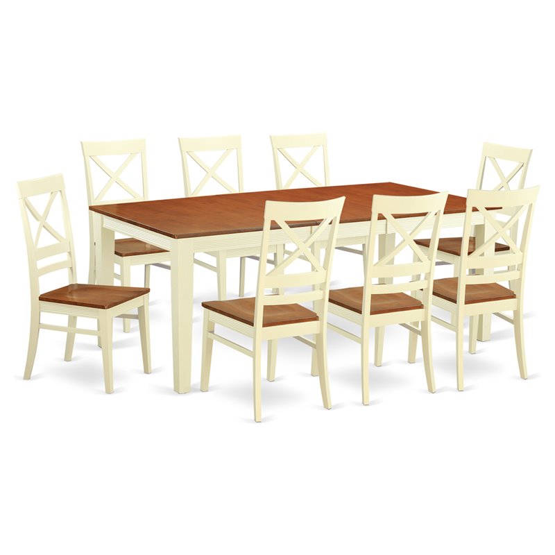 East West Furniture Quincy 9-piece Wood Table and Dining Chair Set in Cherry