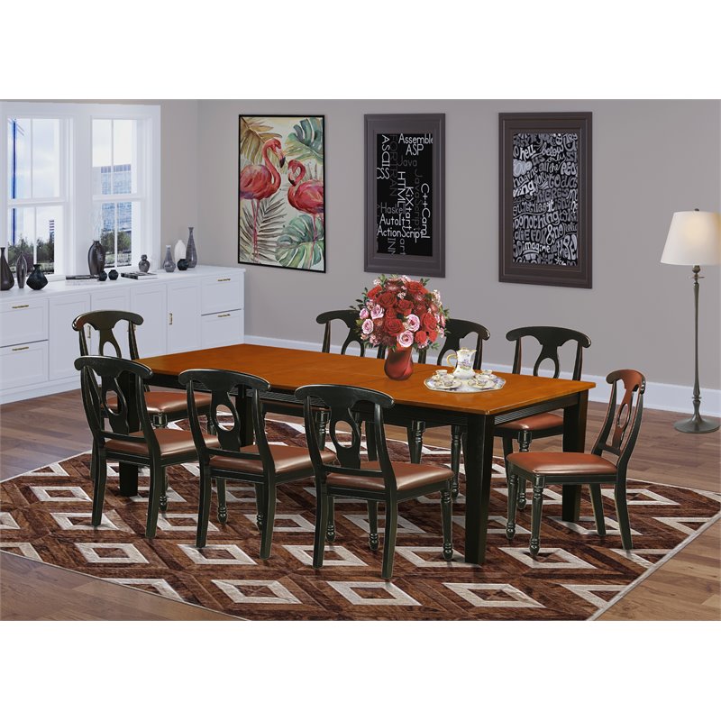 East West Furniture Quincy 9piece Wood Dining Table and Chair Set in