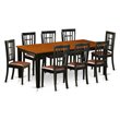 East West Furniture Quincy 9-piece Wood Table and Dining Chair Set in Black