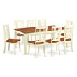 East West Furniture Quincy 9-piece Wood Dining Table Set in Buttermilk/Cherry