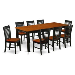 East West Furniture Quincy 9-piece Dining Set with Rectangular Table in Black