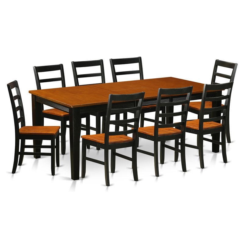 East West Furniture Quincy 9-piece Wood Kitchen Set in Black/Cherry