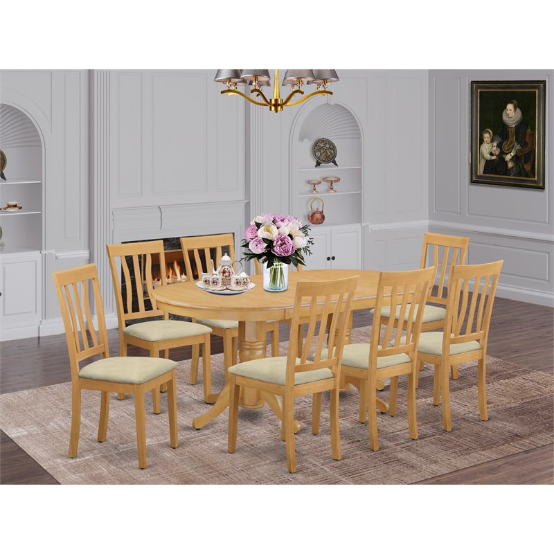 East West Furniture Vancouver 9-piece Wood Kitchen Set in Oak