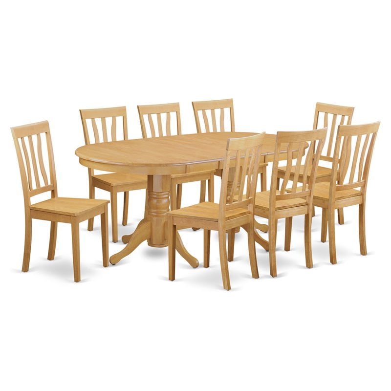 East West Furniture Vancouver 9-piece Wood Kitchen Table Set in Oak