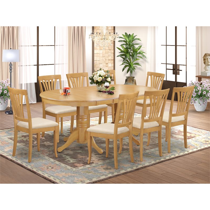 East West Furniture Vancouver 9-piece Wood Dining Table Set in Oak
