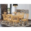 East West Furniture Vancouver 9-piece Wood Dining Room Set in Oak